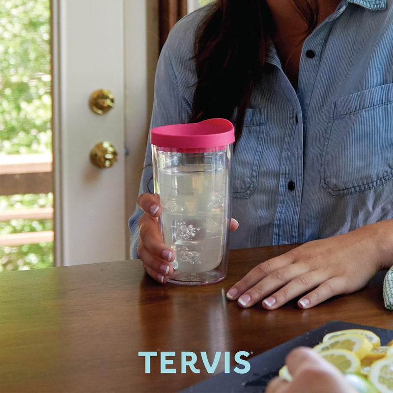 Tervis Clear & Colorful Tabletop Made in USA Double Walled Insulated Tumbler Travel Cup Keeps Drinks Cold & Hot, 16oz - 4pk, Quartz - Image 5